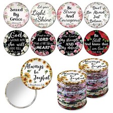 36 Pcs Mini Christian Compact Mirror Christian Gifts Bulk Floral Bible Verse ... picture
