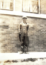 1920s YOUNG MAN IN WORKMANS OVER ALLS JACK WOTTERS PHOTO 2.5