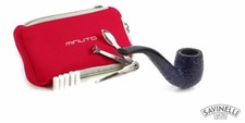 Savinelli Minuto 609 Curved Rusticated Blue Pipe, New with First Pipe Kit picture