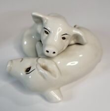Vintage Fitz and Floyd Nesting Pigs Salt and Pepper Shaker Set Ceramic 1976 picture