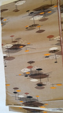 Amazing MCM Vintage 50s 60s Barkcloth? Fabric  Atomic Age  Remnant 54x48