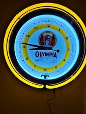 OLY Olympia Beer Washington Bar Man Cave Neon Retro Advertising Clock Sign picture