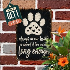 White Dog Paw Print Heart Memorial Remembrance Plaque Retro Metal Tin Sign picture
