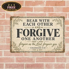 Christian Faith Verse Forgiveness Quote Religious Church Metal Tin Sign Decor picture