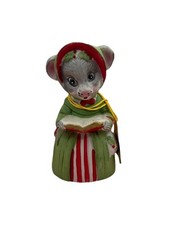 Vintage Jasco Critter Mrs. Christmas Mouse Porcelain Bell 4.5