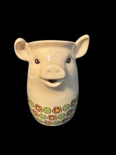NWT Grasslands Road Miniature Stylized Pig Pitcher/Creamer Flowers Design 8 oz picture