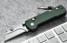 Oknife Otacle U1 Pro Folding Knife SK5 Steel Blade Green Canvas Micarta Handle picture