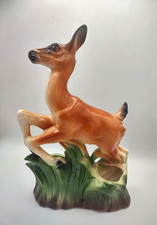 Vintage Ceramic Deer Double Planter Glossy Maddux Style 9-1/2 inch Leaping Doe picture