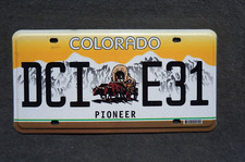 Colorado PIONEER License Plate - CONESTOGA WAGON OXEN picture