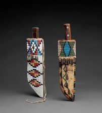 Native American Sioux Handmade Knife Sheath Indian Beaded Knife Cover 2 Pcs picture