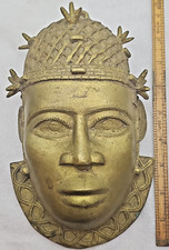 Mid Century 3-Dimensional Benin African Tribal Solid Bronze Mask 10