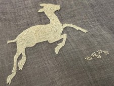 Vintage Madeira Hand Embroidered Linen Organza Teacloth Tablecloth Deer B240 picture