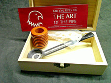 ✔️NEW FALCON PIPE BRIAR DUBLIN LINED BOWL #6 RED METAL STRAIGTH STEM BOX -K picture