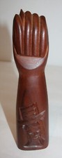 Carved Mahogany Wood Mano Fico Figa Hand Fist Sculpture Figure picture