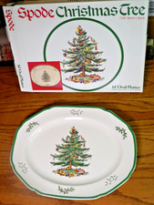 Vintage Spode Christmas Tree 14 inch Sculpted Oval Serving Platter England picture