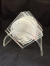 Vintage Rialto Lucite Acrylic Coasters Set Of 6 Holder Caddy MCM Barware picture