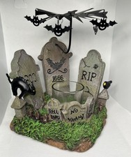 Yankee Candle Cemetery Tealight Holder with Spinning Bats Halloween picture