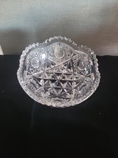 American Brilliant Period (ABP) cut glass crystal bowl featuring a sawtooth rim. picture