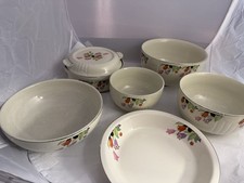 Vtg Hall’s Superior Crocus Radiance Covered Casserole Dish Bowl Plates Lot 1930s picture