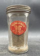 Rare C.D. KENNY NORWOOD BRAND CELERY SEED GLASS JAR ART DECO JAR picture