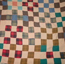 Vintage 50s/60s American Wool Cotton patchwork Quilt picture