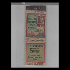Matchbook Cover 1930s Diamond Quality C.H. Spring Co. Newton Lower Falls, MA picture