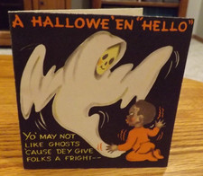 Vintage 1943 HALLMARK-Black Memorabilia Halloween Card-Nice & Rare Hallmark Card picture