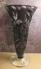 Vintage Etched Glass Amethyst Vase picture