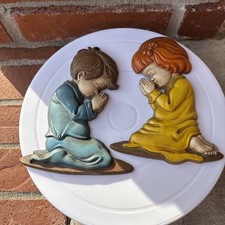 Vintage Sexton Boy and Girl Praying Metal Wall Art Plaques Signed 1979 7