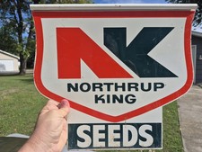 Vintage Advertising Metal Double Sided Spinner Sign NORTHRUP KING Seeds Corn picture