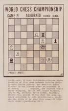 1972 Press Photo Game 21 Diagram of Bobby Fischer .v. Champion Boris Spassky picture