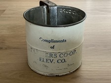 Vintage Farmers COOP Elevator Albert City Newton Iowa Metal 2 Cup Flour Sifter picture