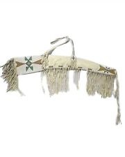 Native American Indian Beaded Rifle Scabbard Sioux Style Suede Leather Gun Cover picture