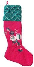 VTG FarrisSilk Luxury Christmas Stocking Embellished Large 21” Velvet Beaded picture