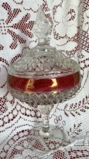 Diamond Point Ruby Red 12” Compote With Lid by Indiana Glass picture