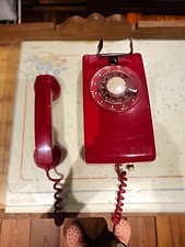 VINTAGE 70's ~ Bright Red~ ITT 554 ~ Retro Rotary Wall Landline Telephone ~ Used picture
