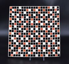 VTG Large Mid Century Modern Mosaic Tile Square Plate Dish Black Red White 9.75