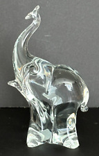 Eneryda Sweden Art Glass Crystal Elephant Figurine Trunk Up 6 1/2