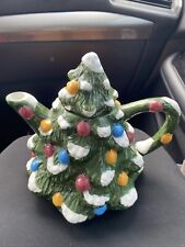 Vintage Houston Harvest Gift Products Decorative Ceramic Christmas Tree Teapot picture