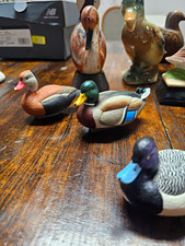 Lot of Duck Figurines Mixed Materials Painted & Brass Bird Figures (19 pieces) picture