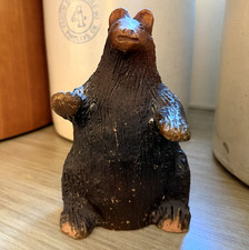 VTG Louise Goodman Navajo Pottery Bear Figure Signed Folk Art Pine Pitch CHIPS picture