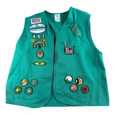 Vintage Girl Scouts USA Junior Vest Green Patches Nation's Capital Troop 401 picture