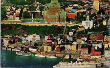 Quebec City PC Canada Aerial View Waterfront Lower Town VTG Postcard UNP Unused picture