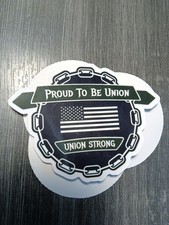 Proud to be Union Strong Sticker | American Flag Labor Decal | Chain Link Design picture