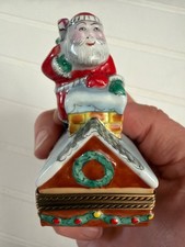 Authentic Limoges France Santa on Chimney Trinket Box – Cesar Palma for HSN Sign picture