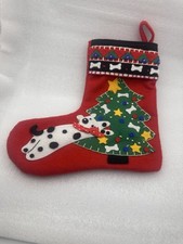 AVON Miniature Felt Dog Christmas Stocking Vintage Holiday Ornament picture