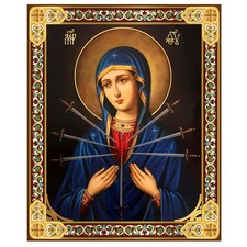 Our Lady of Sorrows Seven Swords Virgin Mary Catholic Icon Wooden 3