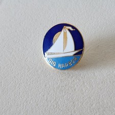 Gig Harbor Washington Sailboat Sloop Enamel Lapel Pin, Ocean Sunset picture