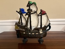 Antique Albany FDY CO.  # 178 Foundry Galleon Sailing Ship Cast Iron Door Stop picture