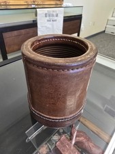 Nice Vintage Leather Ribbed Round Dice Cup with vintage dice picture